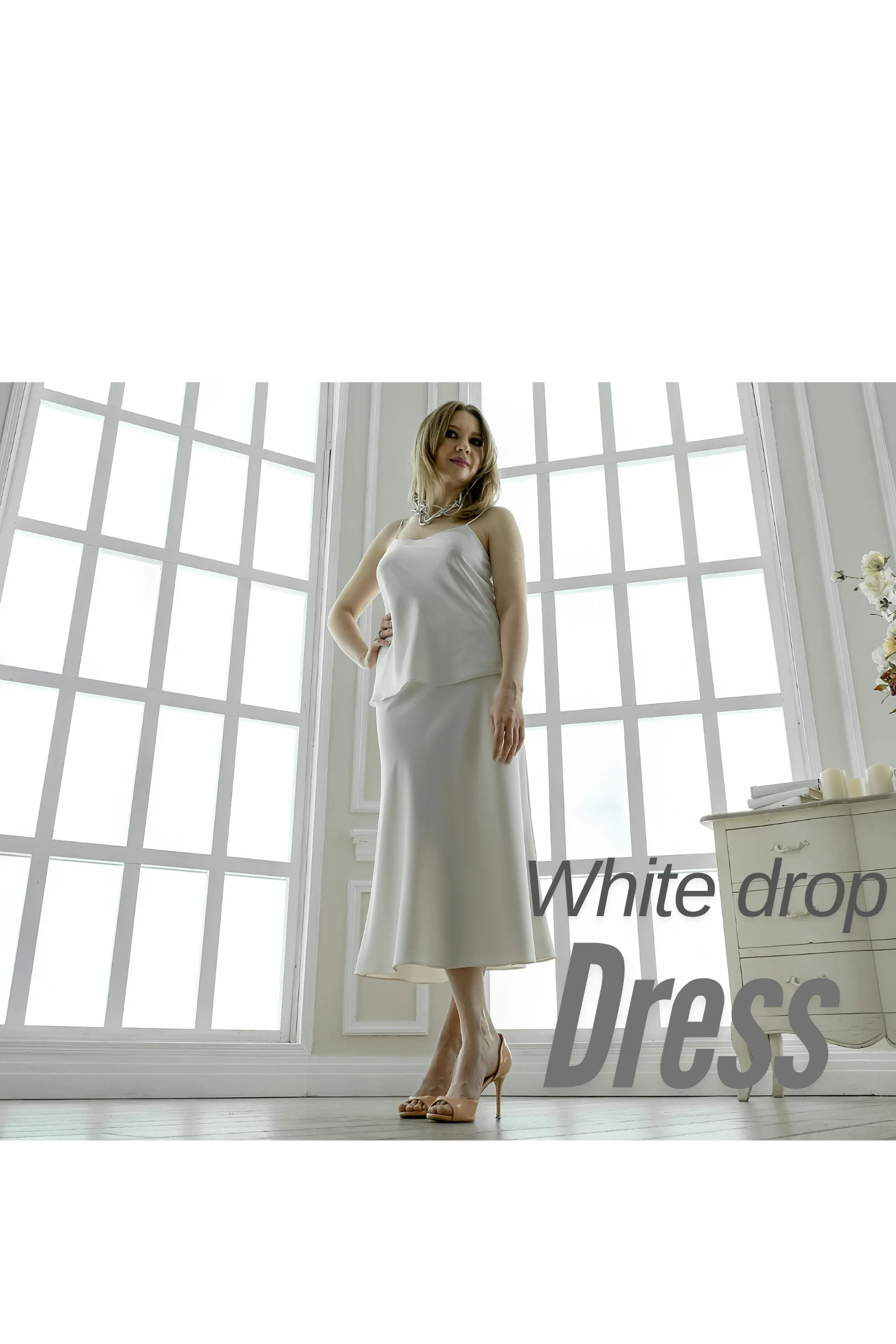 white drop dress